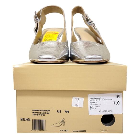 Michael Michael Kors Darrington Slingback Pump Heel Size US 7M Silver Metallic - Picture 4 of 4